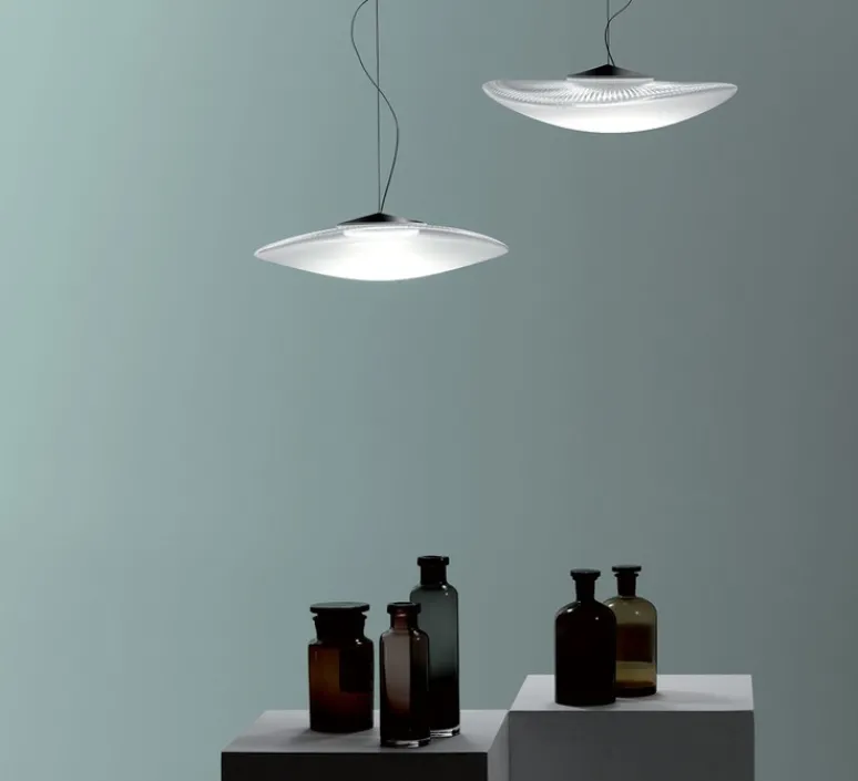 Suspension*Fabbian Suspension, Loop F35, , LED, dim, 3000K, lm, Ø45cm, H10cm - transparent, noir