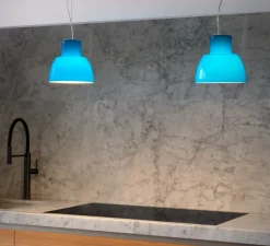 Suspension*Nemo Lighting Suspension, Lorosae, réédition d'Alavaro Siza, , Ø20cm, H19cm - bleu océan