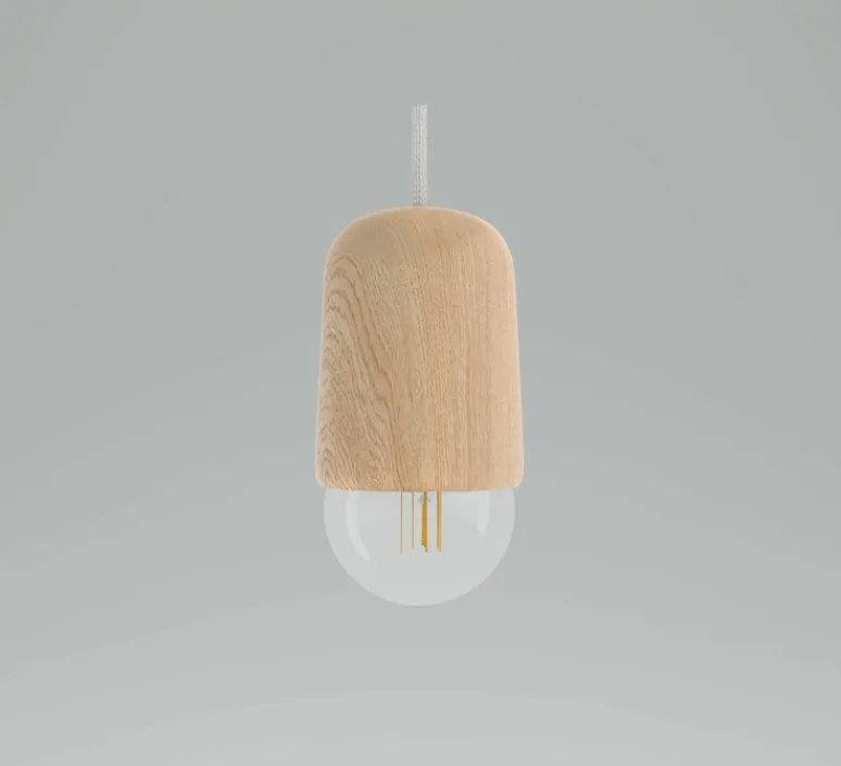 Suspension*Hartô Suspension, Luce Medium, , 2800K, 400lm, H18cm, Ø10cm - chêne massif