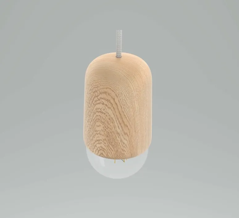 Suspension*Hartô Suspension, Luce Medium, , 2800K, 400lm, H18cm, Ø10cm - chêne massif