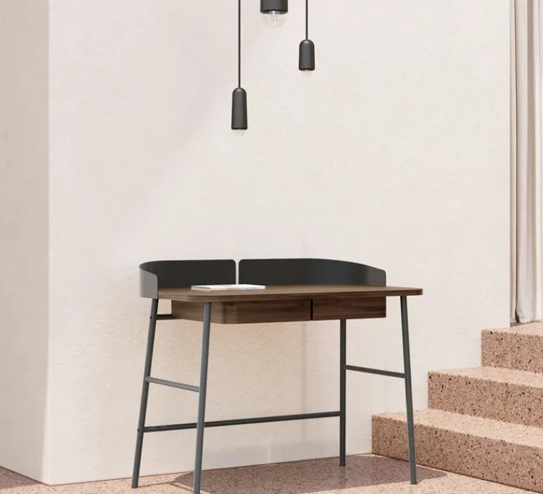 Suspension*Hartô Suspension, Luce Small Long, teinté noir, 2800K, 400lm, H19cm, Ø6cm - chêne massif