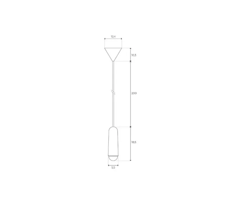 Suspension*Hartô Suspension, Luce Small Long, teinté noir, 2800K, 400lm, H19cm, Ø6cm - chêne massif