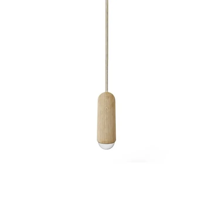 Suspension, Luce Small Long, chêne massif, 2800K, 400lm, H19cm, Ø6cm - Hartô