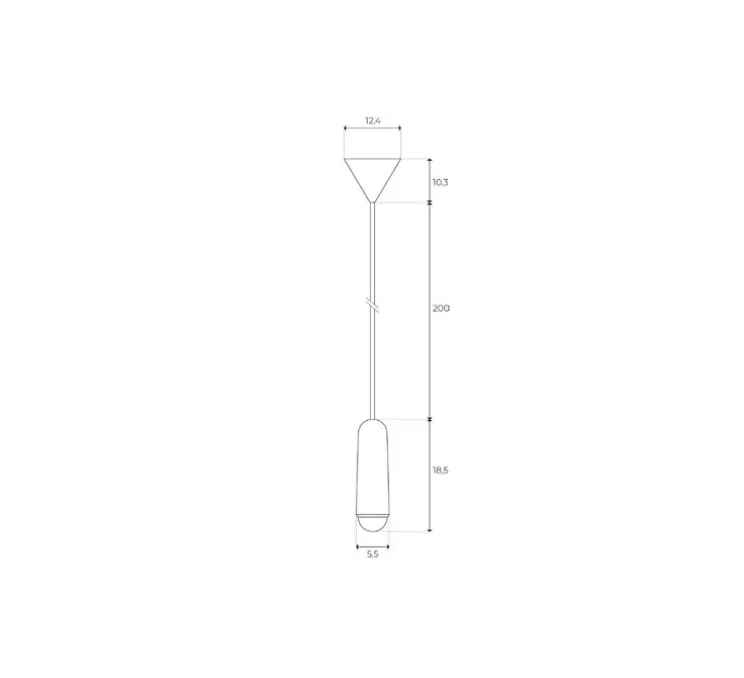 Suspension, Luce Small Long, chêne massif, 2800K, 400lm, H19cm, Ø6cm - Hartô