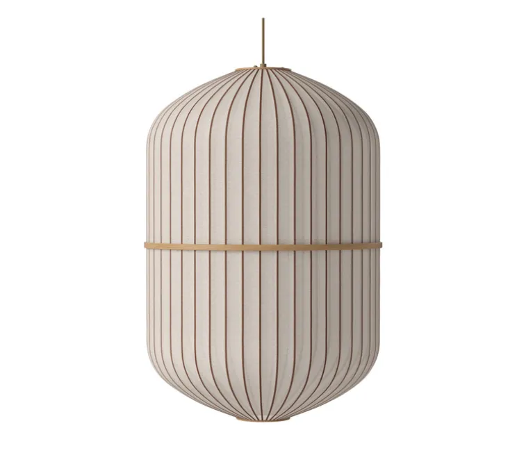 Suspension, Lucén Cylinder, abat-jour tissu sable, chêne huilé, Ø62cm, H92cm - Bolia