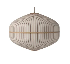 Suspension, Lucén Ellipse, abat-jour tissu sable, chêne huilé, Ø90cm, H66cm - Bolia