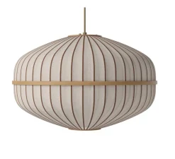 Suspension, Lucén Ellipse, abat-jour tissu sable, chêne huilé, Ø60cm, H39cm - Bolia