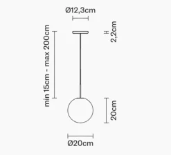 Suspension, Lumi Sfera, blanc, IP40, Ø20cm, H200cm - Fabbian