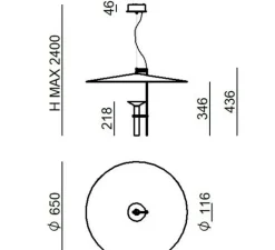 Suspension*Stilnovo Suspension, Luna, , LED, dim, 3000K, 3015 lm, Ø65cm, H43,6cm - blanc, chrome
