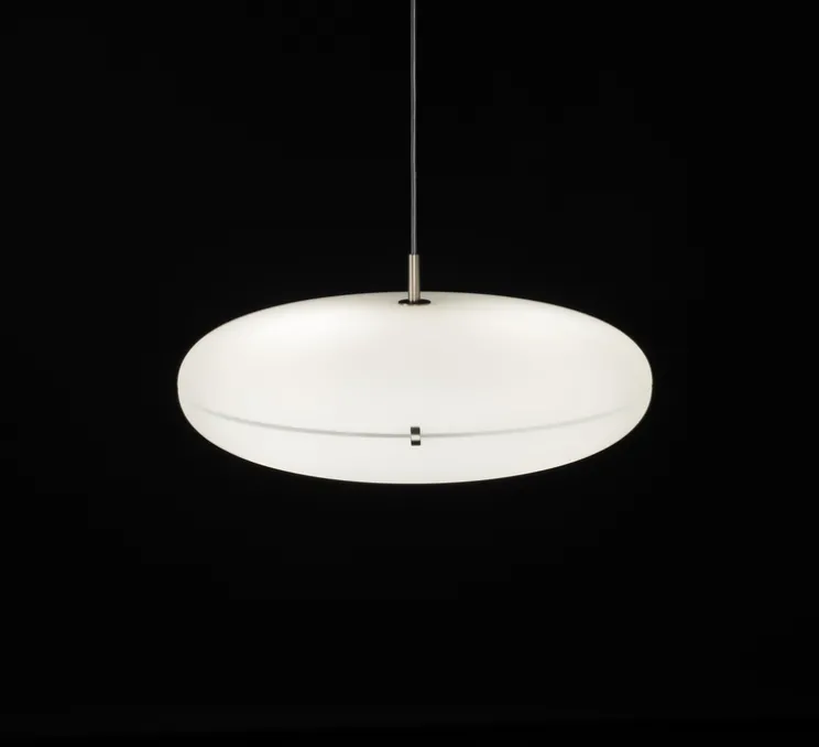 Suspension, Luna, blanc, nickel satiné, LED, 2700K, 4563lm, Ø50cm, H22cm - Tato Italia