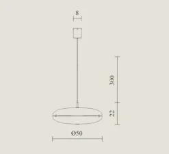 Suspension, Luna, blanc, nickel satiné, LED, 2700K, 4563lm, Ø50cm, H22cm - Tato Italia