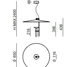 Suspension, Luna, noir et or, LED, dim, 3000K, 3015 lm, Ø65cm, H43,6cm - Stilnovo
