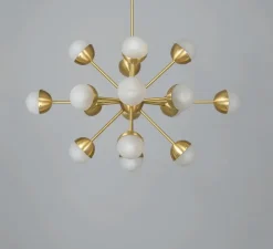 Suspension, Lustre, Molecule Spark Oval 17, Laiton laqué bruni, opal mat, L93,9cm, H79,6cm - Schwung