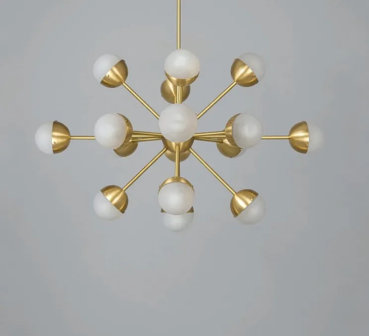 Suspension, Lustre, Molecule Spark Oval 17, Laiton laqué bruni, opal mat, L93,9cm, H79,6cm - Schwung