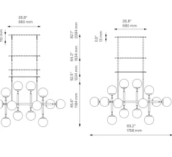 Suspension*Schwung Suspension, Lustre, Riegel, , L175,8cm, H118,4cm - Noir mat, opal mat