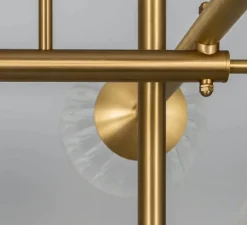 Suspension*Schwung Suspension, Lustre, Riegel, , L175,8cm, H118,4cm - Laiton laqué bruni, verre strié