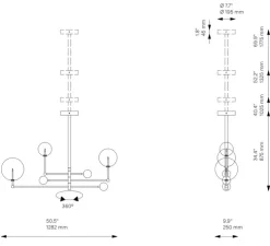 Suspension, Lustre, Universe, Laiton laqué bruni, L128,2cm, H87,5cm - Schwung