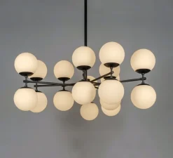 Suspension*Schwung Suspension, Lustre, Zodiac, , L131,4cm, H62,4cm - noir mat, opal mat