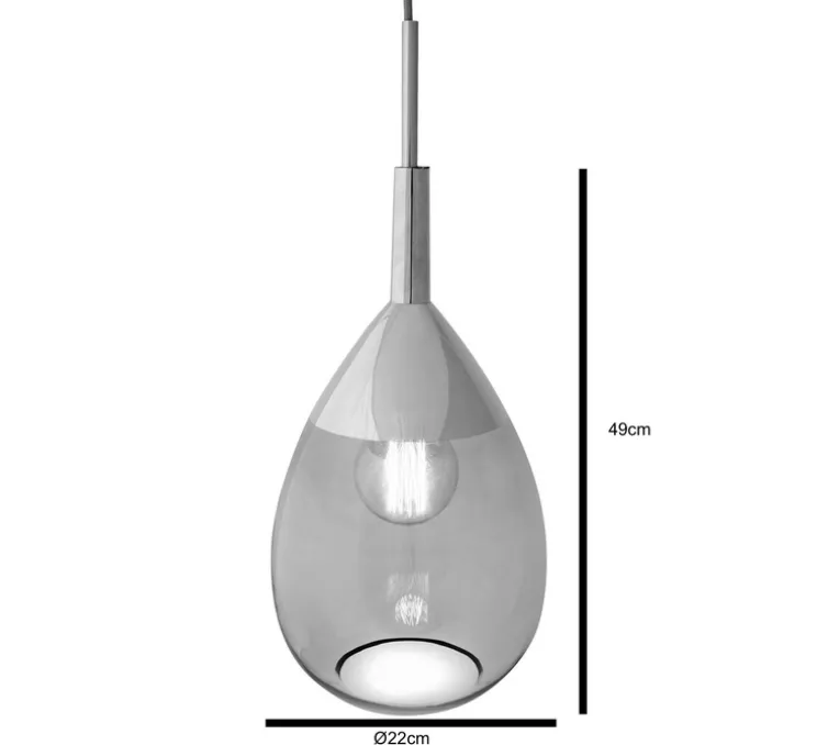 Suspension, Lute M, transparent, cuivre, H49cm, Ø22cm - Ebb and Flow