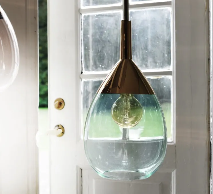 Suspension, Lute M, vert, or, Ø22cm, H49cm - Ebb and Flow