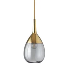 Suspension*Ebb and Flow Suspension, Lute S, gris fumé, or, Ø14cm, H27cm - transparent