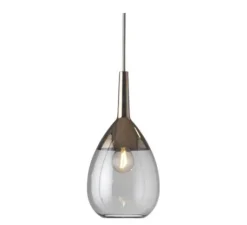 Suspension*Ebb and Flow Suspension, Lute S, gris fumé, platine, Ø14cm, H27cm - transparent