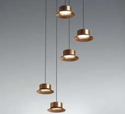 Suspension, Maine T-3415L, cuivre métallique, LED, 2700K, Ø18,5cm, H7,4cm - Estiluz