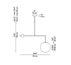 Suspension*Luceplan Suspension, Malamata B01S48, , abat-jour Ø48cm, L119cm, H132cm - noir mat
