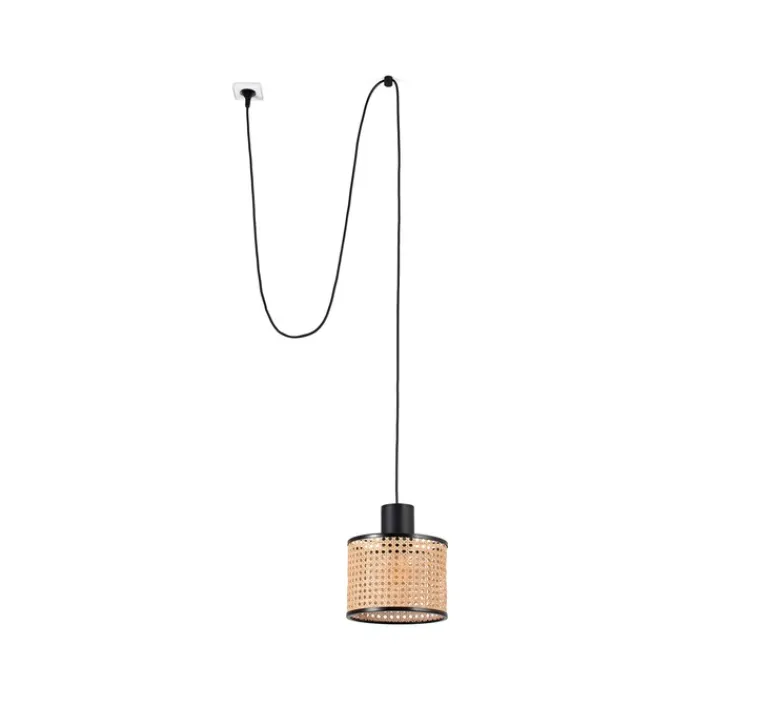 Suspension*Faro Suspension, Mambo 210, noir,rotin Ø21cm, H20cm - beige