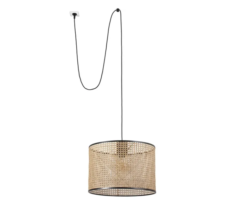 Suspension*Faro Suspension, Mambo, rotin et noir, Ø45cm, H20cm - beige