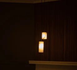 Suspension, Maniko Fluta Double, Albâtre, Ø8cm, H53cm - Simone & Marcel