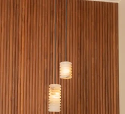 Suspension, Maniko Fluta Double, Albâtre, Ø8cm, H53cm - Simone & Marcel