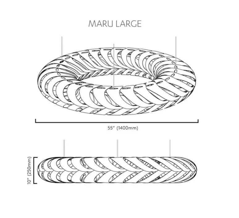 Suspension*David Trubridge Suspension, Maru, large, version en kit, , Ø140cm, H25cm - bambou naturel / noir