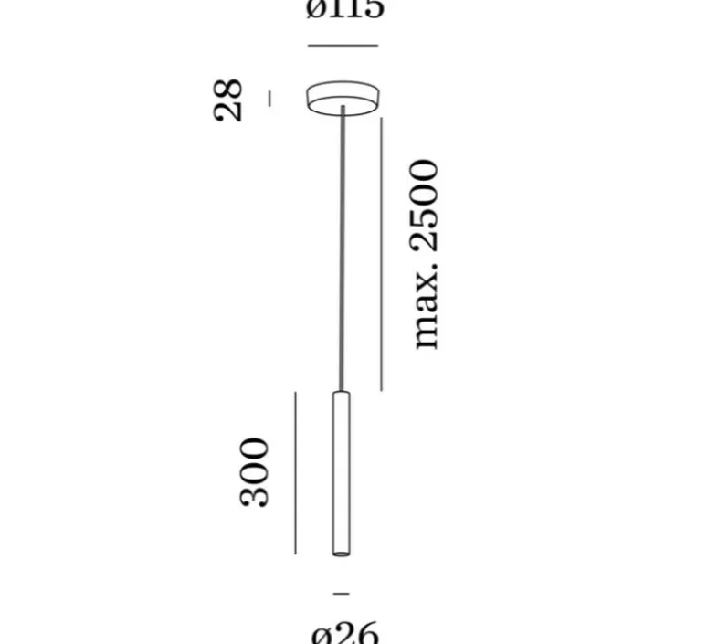 Suspension*Wever&Ducré Suspension, Match 3.0, , LED, dim, 2700K, 490 lm, Ø2,6cm, H30cm - noir