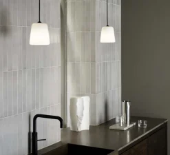 Suspension, Material, verre blanc opalin, Ø13cm, H14cm - New Works