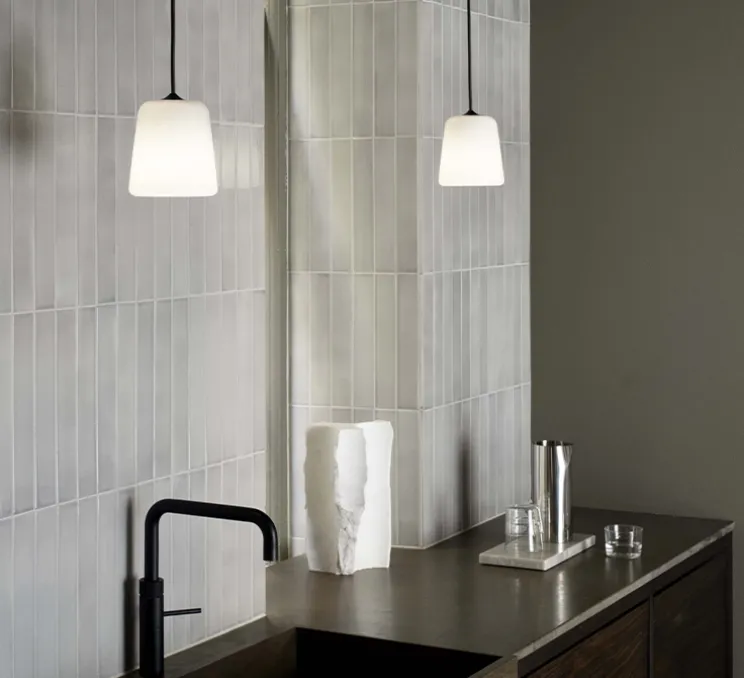 Suspension, Material, verre blanc opalin, Ø13cm, H14cm - New Works