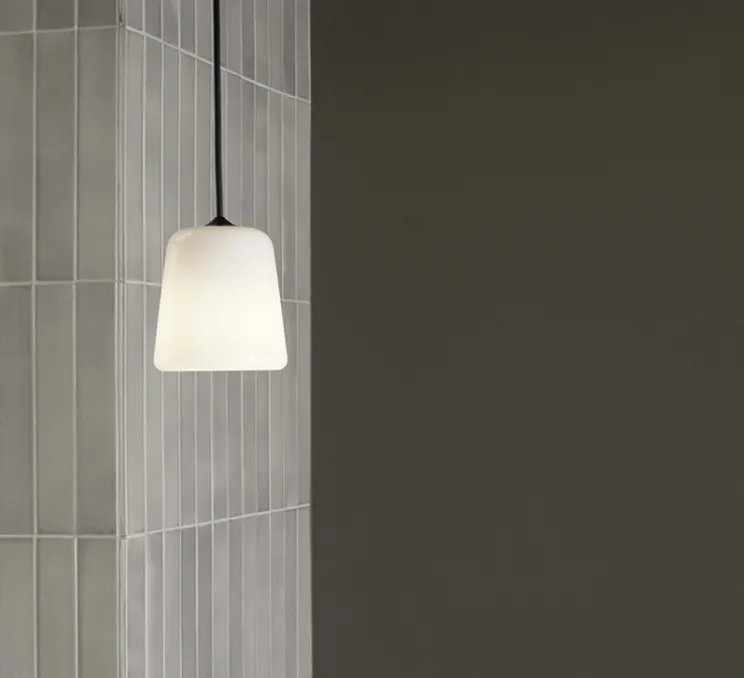 Suspension, Material, verre blanc opalin, Ø13cm, H14cm - New Works