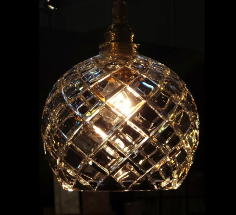 Suspension*Ebb and Flow Suspension, Medium check, Crystal rowan, or , Ø15,5cm, H15cm - transparent, or