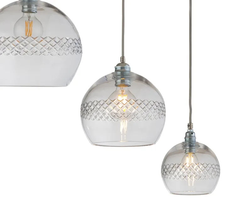 Suspension, Medium Check, Stripe, Crystal Rowan 22, transparent, argent, Ø22cm, H22cm - Ebb and Flow