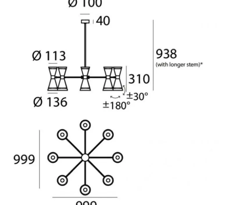 Suspension*Stilnovo Suspension, Megafono , , Ø99,9cm, H93,8cm - ivoire, laiton