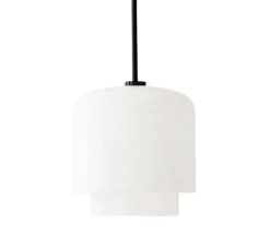 Suspension*Please Wait to be Seated Suspension, Megumi 28, , Ø28cm, H51cm - noir et verre opalin