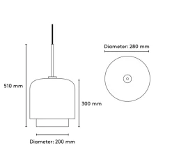 Suspension*Please Wait to be Seated Suspension, Megumi 28, , Ø28cm, H51cm - noir et verre opalin