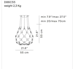 Suspension*Luceplan Suspension, Mesh, D86C551, , LED, 2700k, 1500lm, Ø55cm, H55cm, 1m - noir