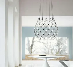 Suspension*Luceplan Suspension, Mesh D86N, , LED, Dim, phase cut, 2700k, 3252lm, Ø100cm, H90cm, 2m - noir