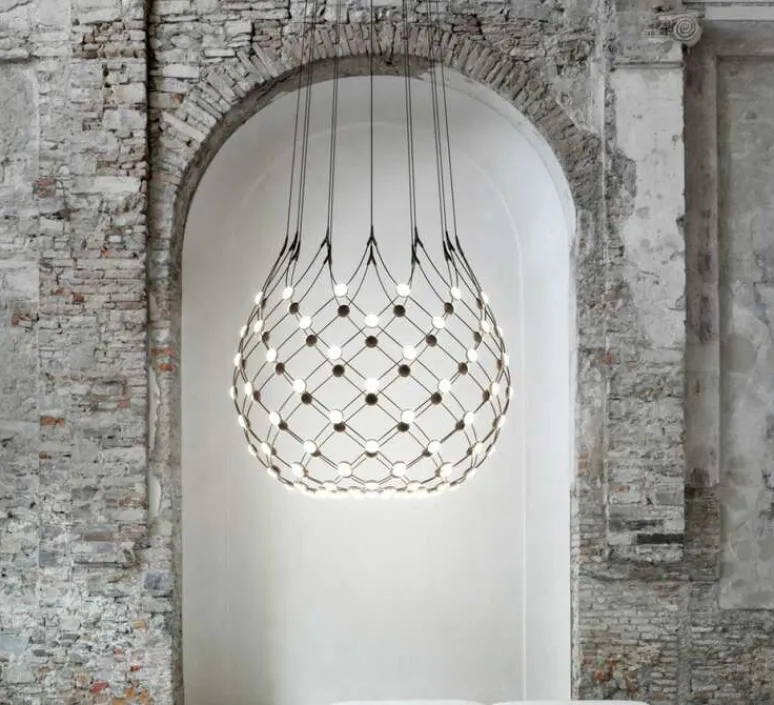 Suspension*Luceplan Suspension, Mesh D86N, , LED, Dim, phase cut, 2700k, 3252lm, Ø100cm, H90cm, 2m - noir