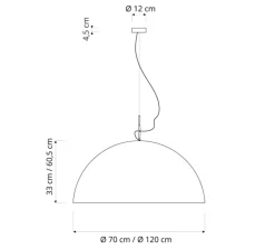 Suspension*In-es.artdesign Suspension, Mezza Luna 2, , câble rouge, Ø120cm, H60,5cm - blanc (intérieur blanc)