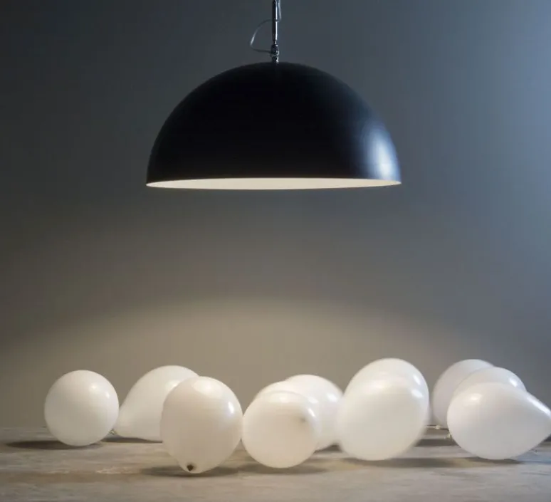 Suspension*In-es.artdesign Suspension, Mezza Luna 1 lavagna, , ø70cm, H30cm - noir et blanc