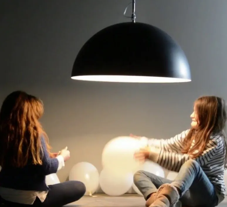 Suspension*In-es.artdesign Suspension, Mezza Luna 1 lavagna, , ø70cm, H30cm - noir et blanc
