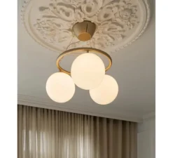 Suspension*Nuura Suspension, Miira 3 Circular, laiton, verre opal, Ø54cm, H54cm - laiton, globe opal