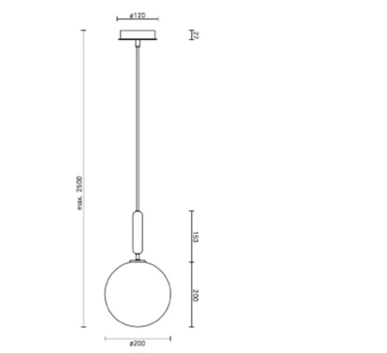 Suspension*Nuura Suspension, Miira 1 large, noir, globe opalin, Ø20cm, H35,3cm - noir, blanc opalin